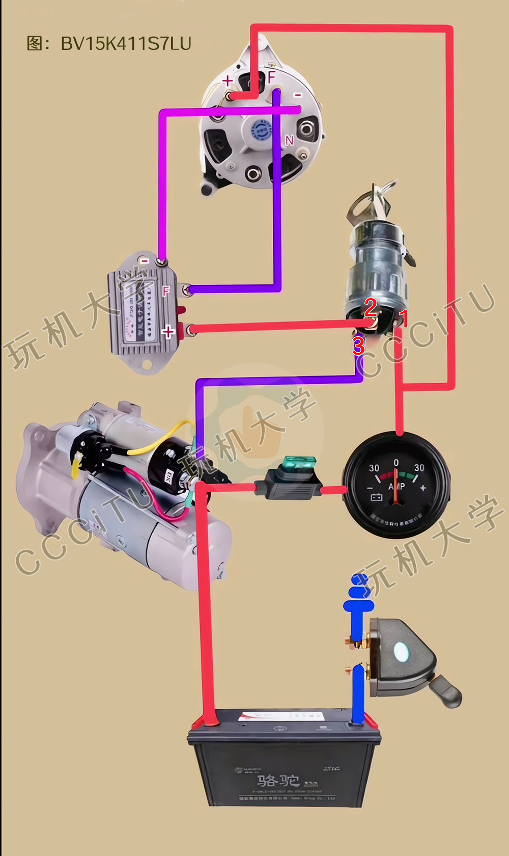 农用车电启动（电打火）电路图
