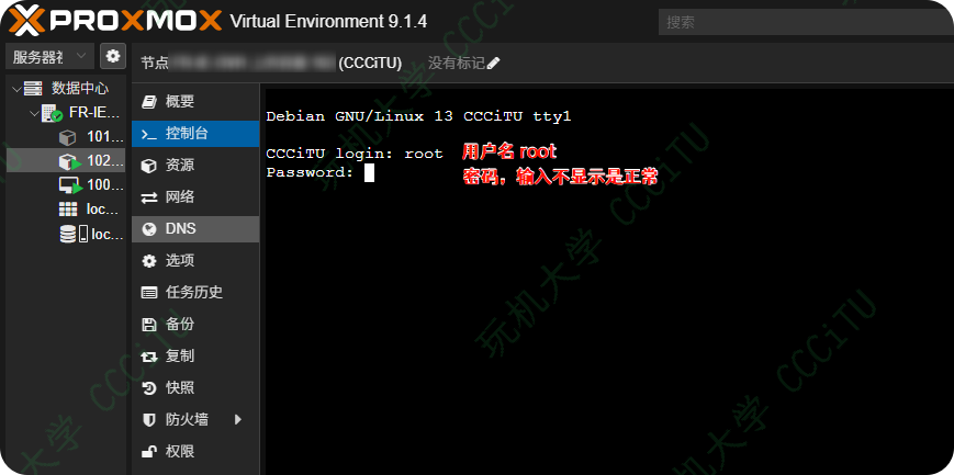 LXC 控制台内操作